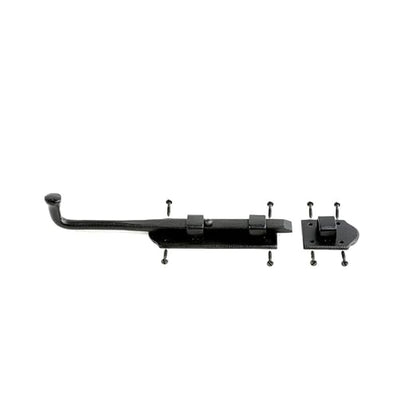 Renovators Supply Manufacturing Slide Bolt Latch 9 in. Black Iron Ball Tip Style Slide Bolt with Mounting Hardware Pack of 2
