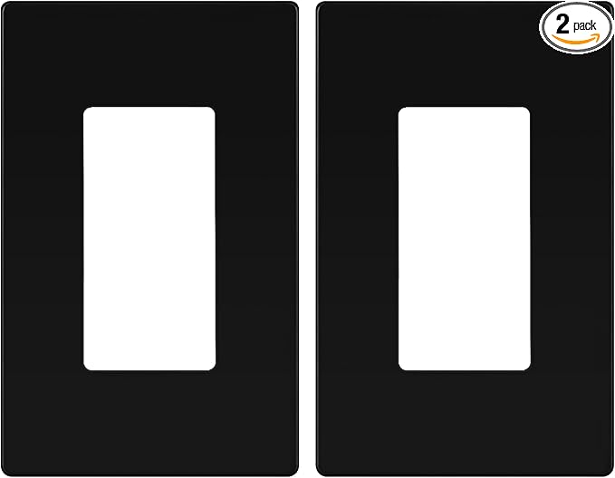 LIDER Matte Finish Decorator Switch Cover, Screwless Wall Plate, Mid-Size 1-Gang 4.88" x 3.11", Unbreakable Polycarbonate Thermoplastic, UL Listed, LSWP-31M-BK2P, Black, 2 Pack