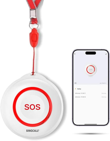 SINGCALL Caregiver Pager Panic Button Alert Button Medical Alert System Emergency Button for Elderly SOS Alarm Bell for Seniors Tuya Smart Waterproof Wireless Pager (only 2.4GHz WiFi)