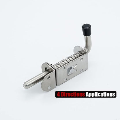 JQK Spring Loaded Latch Pin, 304 Stainless Steel Barrel Bolt Thickened 2mm Door Lock, 5 Inch Brushed Finished(10 Pack), HSB300-P10