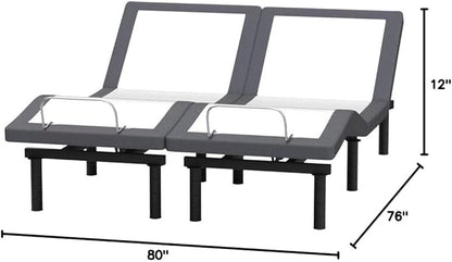 Blissful Nights e4 Split Top Flex Top King Adjustable Bed Base Frame, Massage, Anti-Snore, USB, Nightlight, Wireless Remote Head & Foot Incline, and 10-Year Warranty