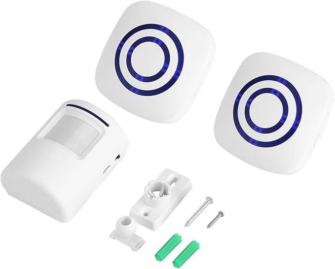 SUNGOOYUE Infrared Sensor Motion Detector Entry Door Bell Alarm with Transmitter & Receiver for Home Office Security White (One for two US regulations), SUNGOOYUEbg0m6u7yvh-02