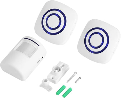 SUNGOOYUE Infrared Sensor Motion Detector Entry Door Bell Alarm with Transmitter & Receiver for Home Office Security White (One for two US regulations), SUNGOOYUEbg0m6u7yvh-02