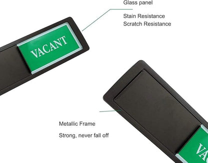Vacant Occupied Sign - Magnetic Double-Sided Bathroom Door Sign for Home, Office, Restroom - Easy to Flip, Durable Design, Black