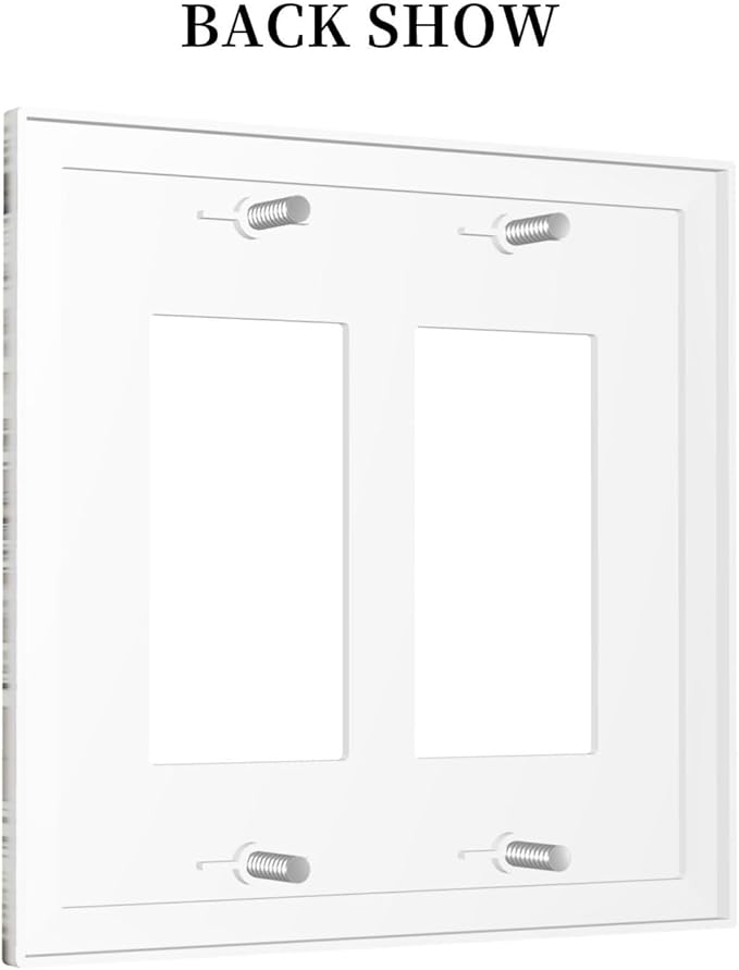 White Poppies Floral Modern Grey Peonies Flowers Decorative Outlet Covers 2 Gang Double GFCI Rocker Light Switch Cover Plate Electrical Wall Panels for Bedroom Bathroom Decor