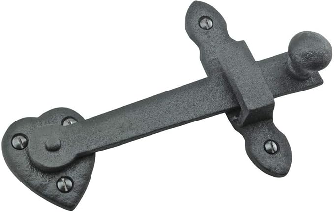 Renovators Supply Manufacturing Black Wrought Iron Gate Flip Latch Decorative Antique Heart Style Medium to Light Duty 4" Tall Flip Door Locks Rust Resistant Latches with Hardware