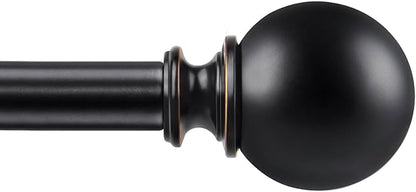 KAMANINA Black Curtain Rods for Windows 66 to 120 Inches (5.5-10ft), Long Heavy Duty Curtain Rod, 7/8 Inch Decorative Drapery Rod with Round Finials