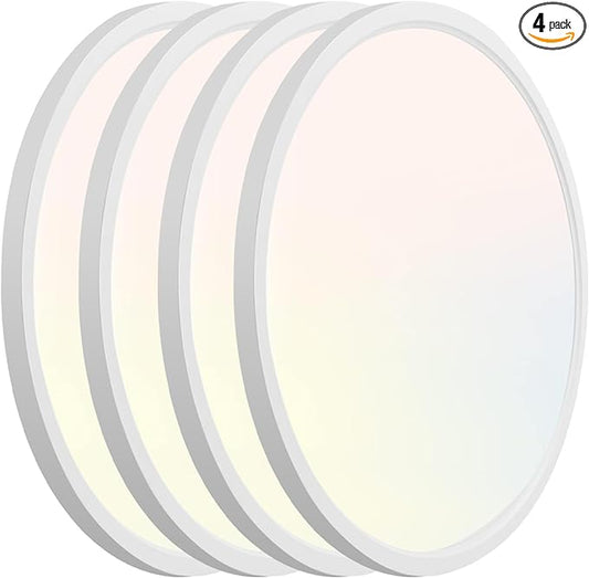 Hlite 4pack 9 Inch Flush Mount LED Ceiling Light Fixture,18W 1800LM Super Slim Light Fixtures Ceiling Mount 3000K/4000K/5000K 3CCT Selectable,Light Fixtures for Kitchen,Bedroom (White)