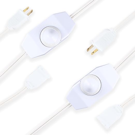 4PCS Lamp Dimmer Switch Extension Cord Plug in Dimmer,Rotary Control for 150 Watt Dimmable Lights,Christmas Village Houses Lights Cord,Salt Light,6 ft Cord