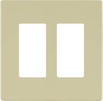 LIDER Matte Finish Double Decorator Switch Cover, Screwless Wall Plate, Mid-Size 2-Gang 4.88" x 4.92", Unbreakable Polycarbonate Thermoplastic, UL Listed, LSWP-32M-I10P, Ivory