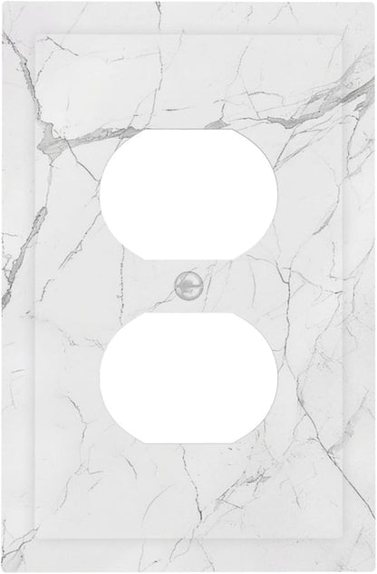 Outlet Covers White Grey Abstract Modern Marble 1 Gang Duplex Light Switch Cover Decorative Switch Plates Electrical Receptacle Faceplate Wall Plate for Bathroom Kitchen Decor