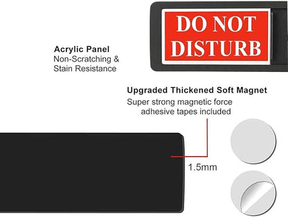 Do Not Disturb Sign & Please Knock Sign – Non-Scratch Magnetic Door Hanger for Hotels, Offices, Bedrooms – Durable Acrylic (Black)