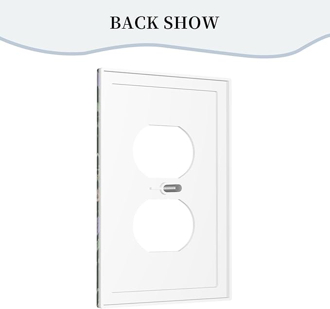 Decorative Outlet Covers Vintage Green Leaf Plant Rustic Pink Flower 1 Gang Duplex Light Switch Cover Plate Wall Plates for Electrical Outlets Switchplate Faceplate