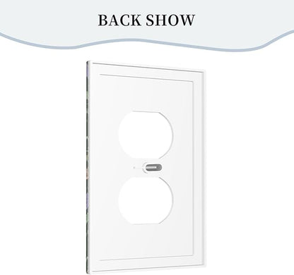 Decorative Outlet Covers Vintage Green Leaf Plant Rustic Pink Flower 1 Gang Duplex Light Switch Cover Plate Wall Plates for Electrical Outlets Switchplate Faceplate
