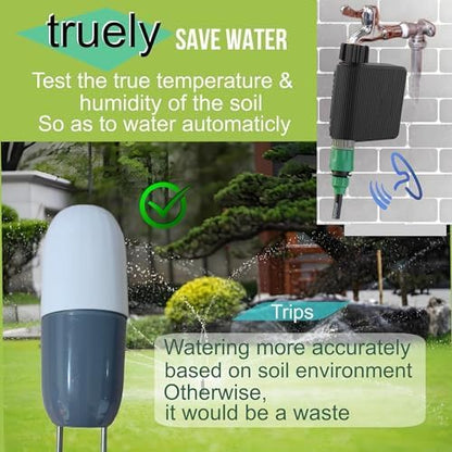 Smart Soil Moisture Sensor, Specially Equipped with Satxtrem WiFi Water Timer Auto Watering (White-Sensor)