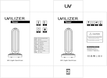 UVILIZER Tower - UV Light Sanitizer & Ultraviolet Lamp with Remote Control (UV-C Cleaner for Home, Room, Office | 38W UVC Disinfection Bulb | Kill Germs, Bacteria, Virus, Dust | USA)