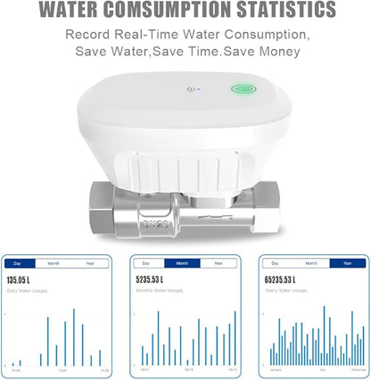 FRANKEVER DN20 Smart Water Valve 3/4 Smart Water Management System WiFi Remote Control Faucet Timer for Hose, Sprinkler Water Timer Auto Watering for Plants ,Compatible with Alexa,Google (DN20(3/4"))