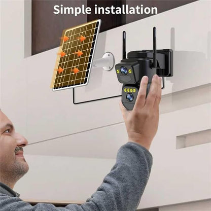 Security Cameras Outdoor WiFi,5G/2.4G Cameras for Home Security Solar Power with Dual Lens,Motion Detection,Night Vision,2-Way Audio,Weather Proof,No Subscription Fee