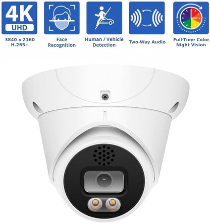 GW Security 32 Channel 8MP Fulltime Color Night Vision 4K NVR Security Camera System with 32 UltraHD 4K Two-Way Audio Outdoor/Indoor Smart AI Face Recognition Human Vehicle Detection PoE Dome Cameras