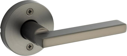 Kwikset Halifax Dummy Door Handle, Round Single Sided Lever for Closets, French Double Doors, and Pantry, Gunmetal Non-Turning Reversible Interior Push/Pull Lever