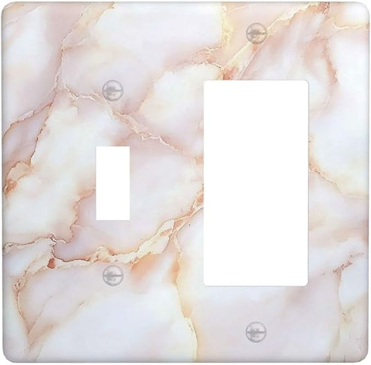 Outlet Covers Pink Jade Marble Granite 1 Toggle 1 Rocker Combination Decorative Wall Plate Electrical Switch Plates Light Switch Cover Plate For Bathroom Kitchen Decor