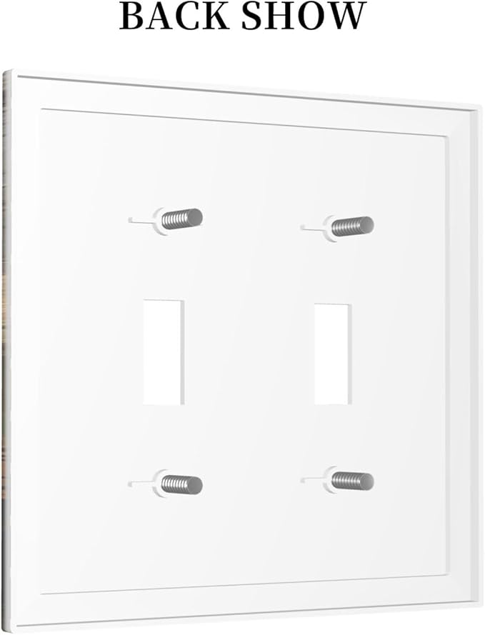 Decorative Switch Plates Vintage Wood Grain Sun Forest Mountains 2 Gang Double Toggle Outlet Light Switch Cover Wall Plate Electrical Faceplate for Farmhouse Cabin Decor