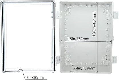 Co. ABS Waterproof IP67 15.75" x 19.68" x 7.87" Hinged Electronics Box with Mounting Plate, and Plastic Cover, Bracket