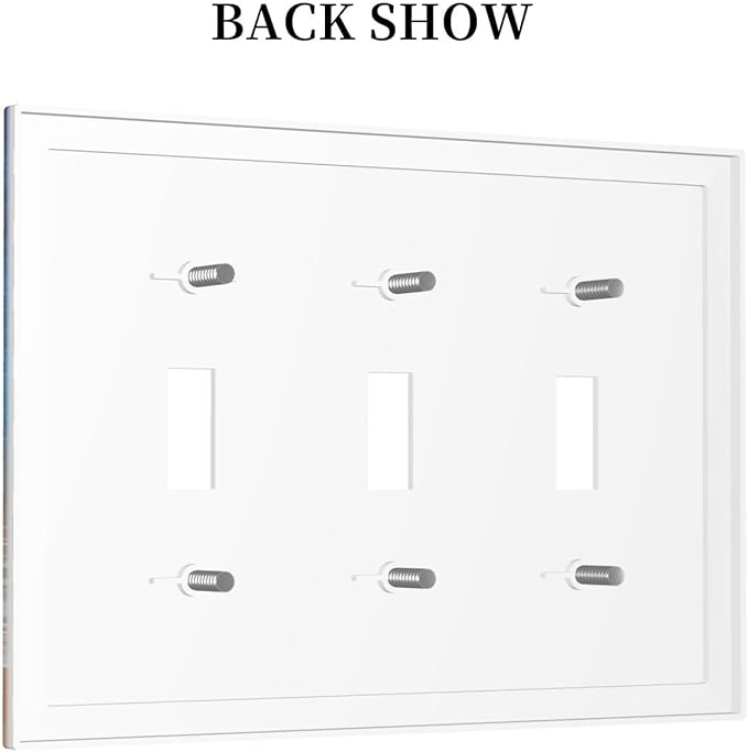 Light Switch Covers Blue Sea Ocean Beach Waves 3 Gang Wall Plates Triple Toggle Outlet Cover Decorative Switchplates Electrical Panel Cover for Kitchen Living Room 4.8 X 6.7 IN