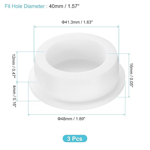 uxcell 3Pcs Silicone Hole Plug, Waterproof Round Rubber Stoppers Bottle Seal Plugs Tube Pipe End Caps for 40mm/1.57" Hole for Bathtub Bottle, White