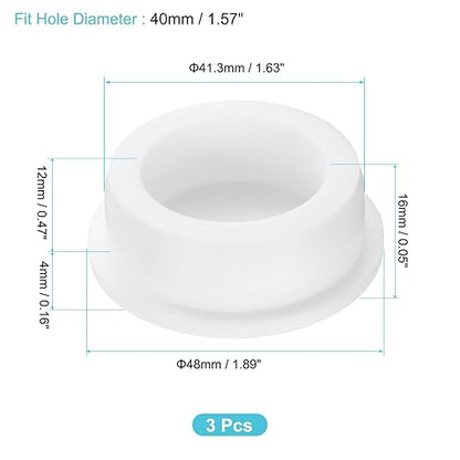 uxcell 3Pcs Silicone Hole Plug, Waterproof Round Rubber Stoppers Bottle Seal Plugs Tube Pipe End Caps for 40mm/1.57" Hole for Bathtub Bottle, White