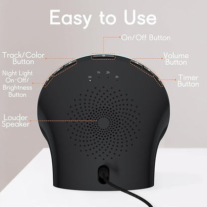 BrownNoise White Noise Machine with 30 Soothing Sounds 12 Colors Night Light and Sound Machine 36 Volume Levels 4 Timers and Memory Function 10 Adjustable Brightness Sleep Machine for Baby Adults Kids
