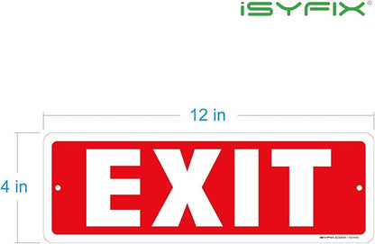 iSYFIX Exit Sign – 12 Pack 12x4 Inch – 100% Rust Free .040 Aluminum Signs, Laminated for Ultimate UV, Weather, Scratch, Water and Fade Resistance, Indoor and Outdoor, Exit Signs for Exterior.