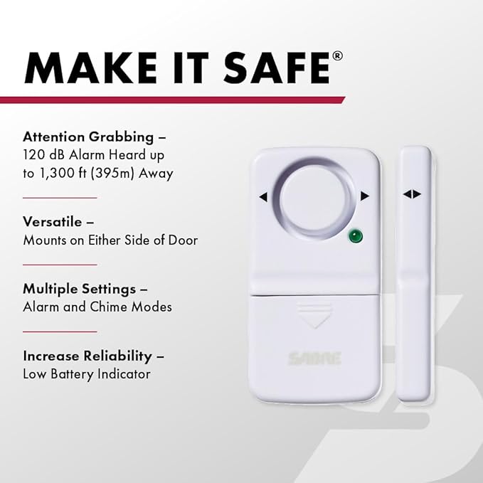 SABRE Wireless Home Security Door Window Burglar Alarm with LOUD 120 dB Siren, DIY EASY to Install
