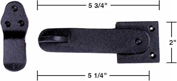 Renovators Supply Manufacturing Door Latch 5 3/4 in. Black Wrought Iron Gate Latch/Barn Door Latch Lock with Mounting Hardware Pack of 2