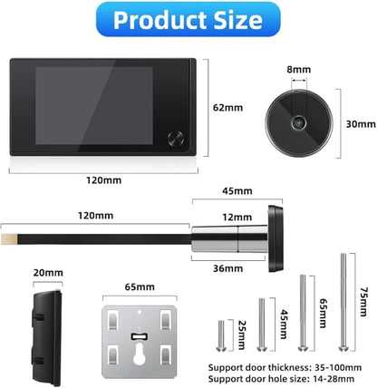 3.5 Inch Door Peephole Camera, HD Digital Peephole Door Viewer, Low Power High Resolution Door Eye Hole Camera for Outdoor Security Monitoring (No Need to Transmit Radio)