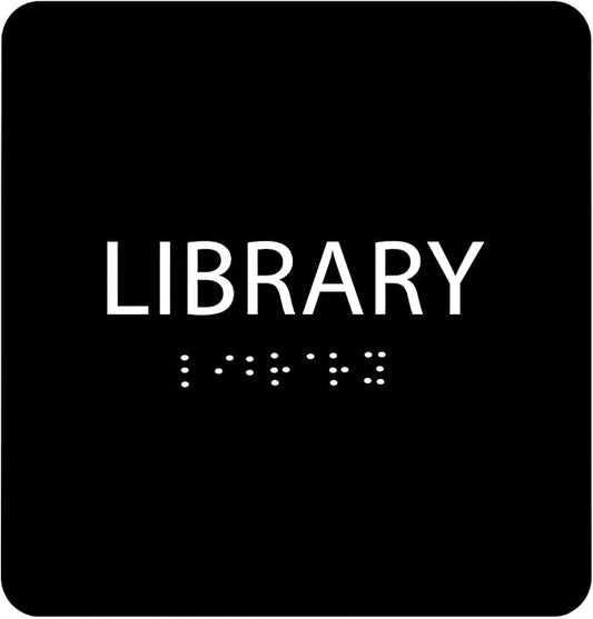6" X6" Library Sign - ADA Compliant Tactile Graphics Grade 2 Braille Text Acrylic Wall Sign - Quiet zone, Information Convey, Group Study Room Door Signs for Office, School, Home