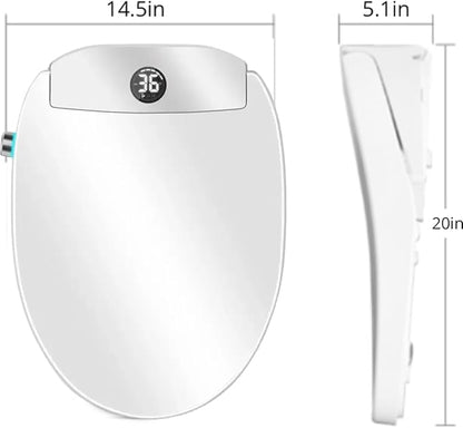Electric Bidet Toilet Seat, Filtered & Unlimited Warm Water, 8 Modes Spa Wash, Warm Air Dryer, Heated Seat, Self-Clean Stainless Steel Nozzle, HD Night Light. 10-year warranty. (TB-48E,Elongated)