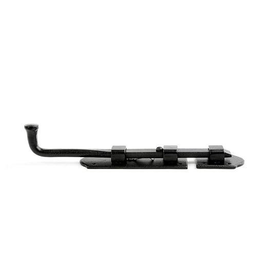 Renovators Supply Manufacturing Slide Bolt Latch 9 in. Black Iron Ball Tip Style Slide Bolt with Mounting Hardware