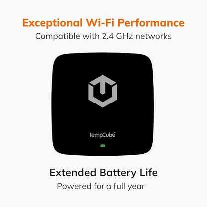 Pack of 2 WiFi Temperature & Humidity Sensor | Connects 2.4 GHz – Real-Time 24/7 Monitoring | No Subscription | Data Logger | Unlimited Text/Email Alerts | Freezer, Medical & Food Storage