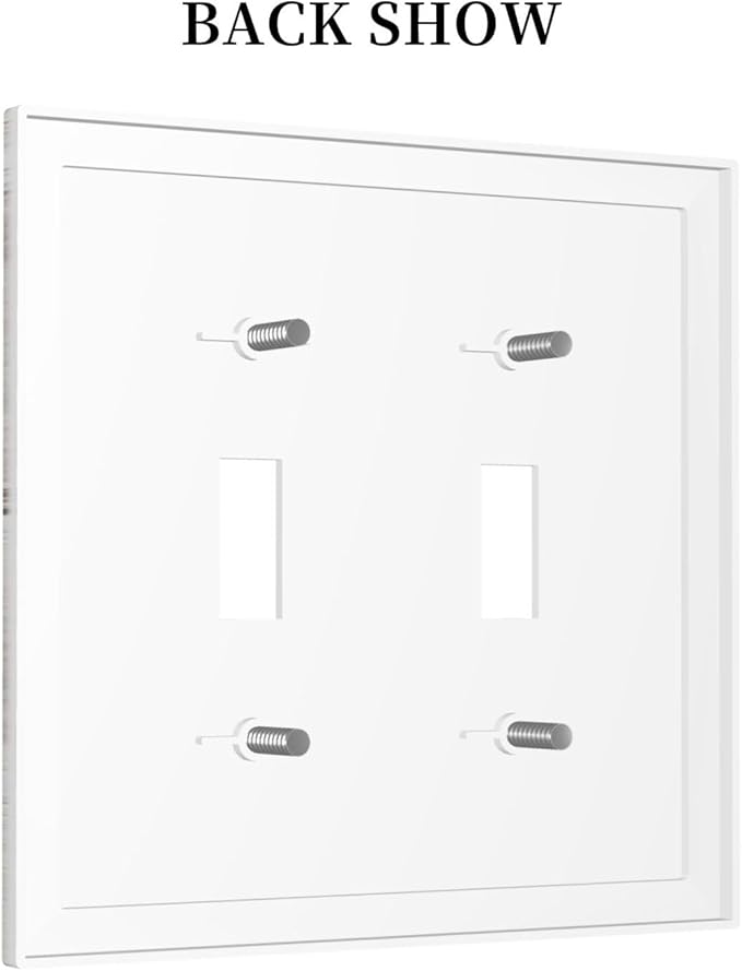 Decorative Switch Plates Rustic Vintage White Wood Grain 2 Gang Double Toggle Outlet Light Switch Cover Wall Plate Electrical Faceplate for Farmhouse Home Decor