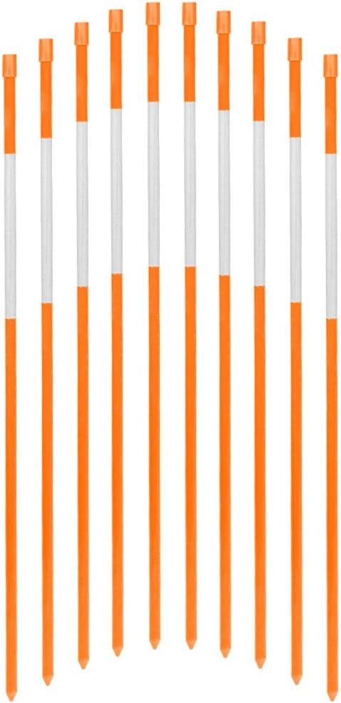 FiberMarker Reflective Driveway Makers 48in Orange 10-Pack 5/16-Inch Dia Solid Snow Pole Reflective Snow Stakes for Roadway