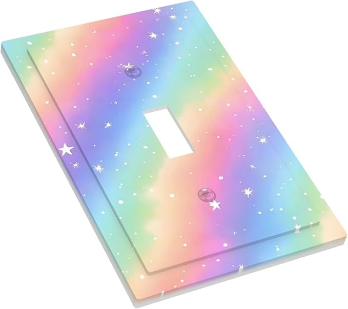 Decorative Light Switch Cover Plate Pink Blue Purple Iridescent Rainbow 1 Gang Single Toggle Wall Plates for Electrical Outlet Covers Switch Plate Covers Faceplate for Bedroom Home Decor