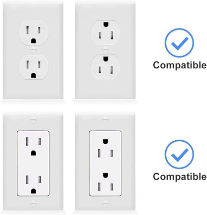 Suptek Wall Outlet Shelf 2 Pack,Home Wall Shelf Organizer for Outlets,Perfect for Bathroom, Kitchen, Bedrooms,Hold Cell Phone,Speaker up to 20lbs,With Cable Management and Detachable Hooks,White(S3W2)