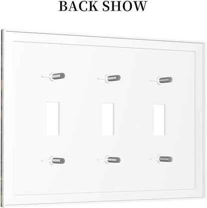Library With A Lot Of Books Light Switch Covers 3 Gang Triple Toggle Wall Plate Decorative Switchplate Electrical Faceplate for Farmhouse Living Decor