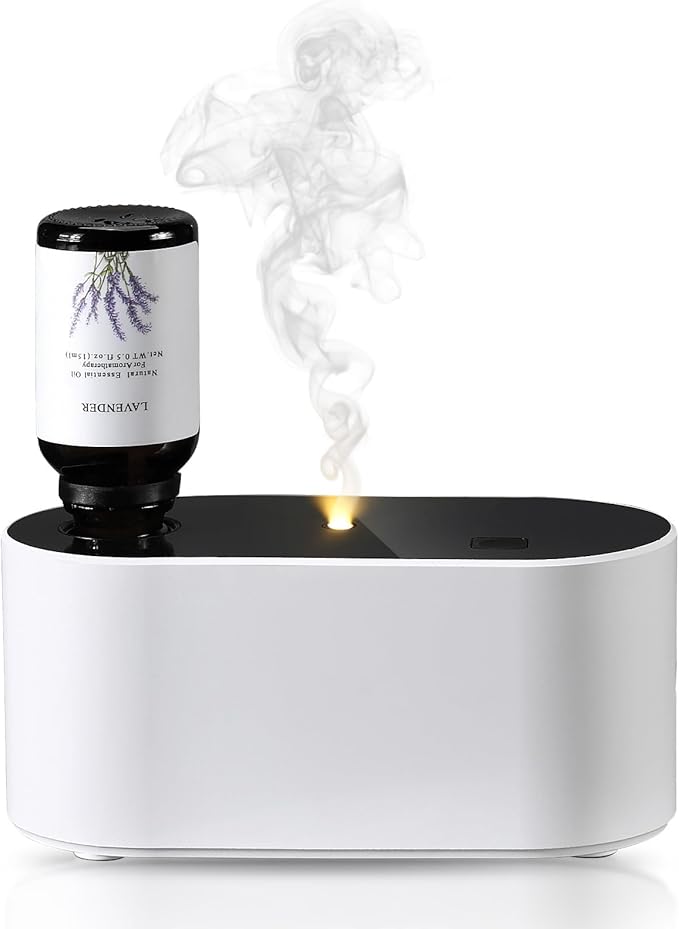 Waterless Diffuser for Essential Oil, Battery Operated Scent Air Aromatherapy Diffuser, Mini Aroma Diffusers with 3 Intermittent Mist Modes, Cycle Start for 400-700 sq.ft Home Office Bedroom