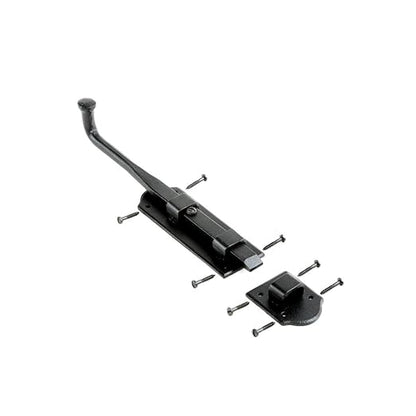 Renovators Supply Manufacturing Slide Bolt Latch 9 in. Black Iron Ball Tip Style Slide Bolt with Mounting Hardware