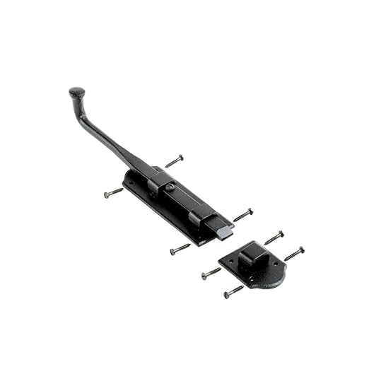 Renovators Supply Manufacturing Slide Bolt Latch 9 in. Black Iron Ball Tip Style Slide Bolt with Mounting Hardware