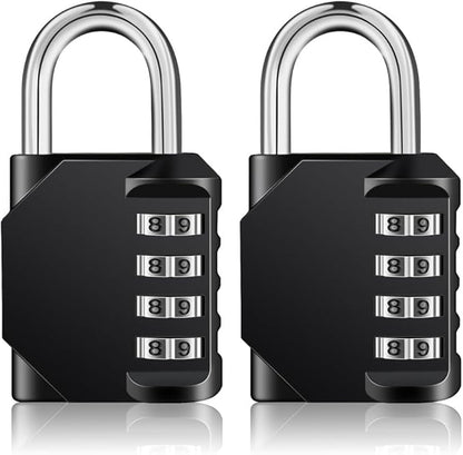 ZHEGE Padlock, Combination Lock 4 Digits, Outdoor Padlock Weatherproof for Gym Locker, Garden Fence Gate (Black)