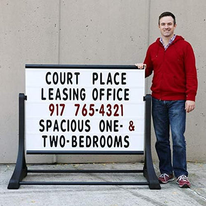 SmartSign 36"x48" Changeable Message Board Sidewalk Sign, Standard Portable Swinger Sign & Letter Kit for Outdoor, Business, Large Black Standing Frame with Wheels, USA-Made