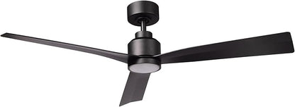 Clean Indoor/Outdoor 3-Blade Smart Compatible Ceiling Fan 52in Matte Black with 3000K LED Light Kit and Remote Control with Wall Cradle. Works with iOS/Android, Alexa, and Google Assistant.